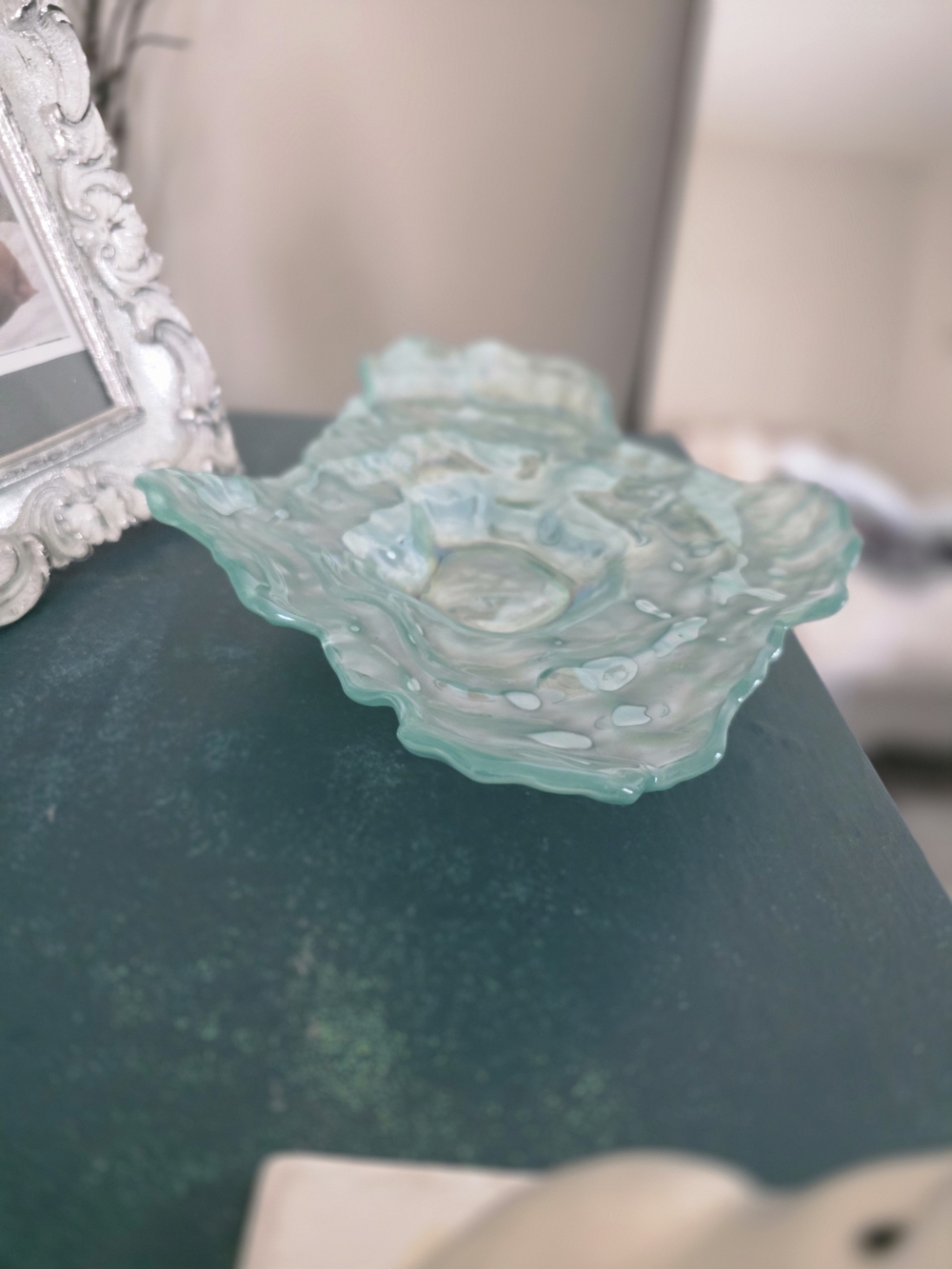 Sea Glass Green Decorative Glass Bowl - Home Accents Decor.          " The Wave"
